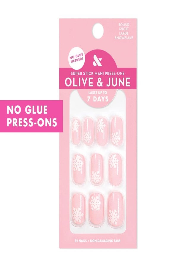 أظافر لاصقة كلاسيكية من Olive & June | شكل بيضاوي مربع قصير | لا حاجة للغراء | 32 ظفرًا لاصقًا بـ 16 مقاسًا | لاصقات غير سامة سهلة التركيب والإزالة، لا تسبب ضررًا، مظهر طبيعي للغاية | تدوم حتى 7 أيام | رقاقات ثلجية كبيرة - Image 2
